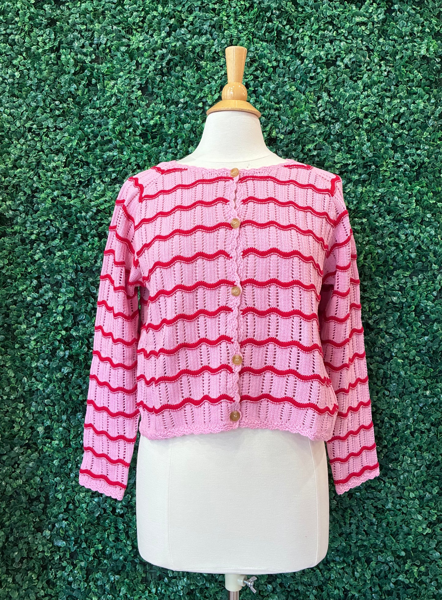 Striped Crochet Knit Cardigan (S to 3X)