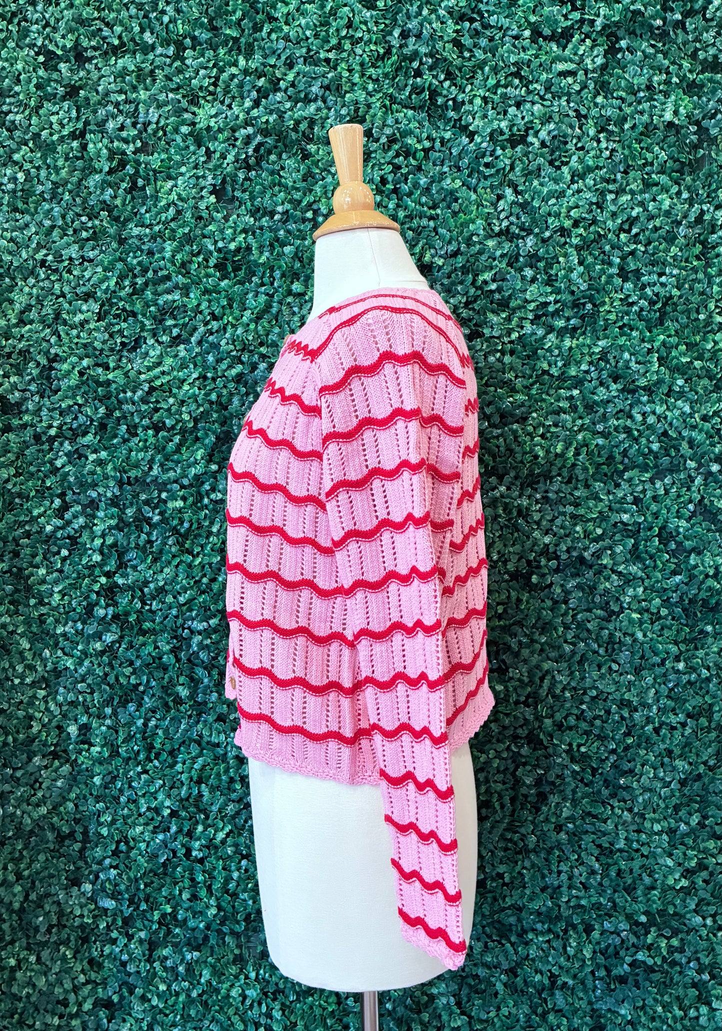 Striped Crochet Knit Cardigan (S to 3X)