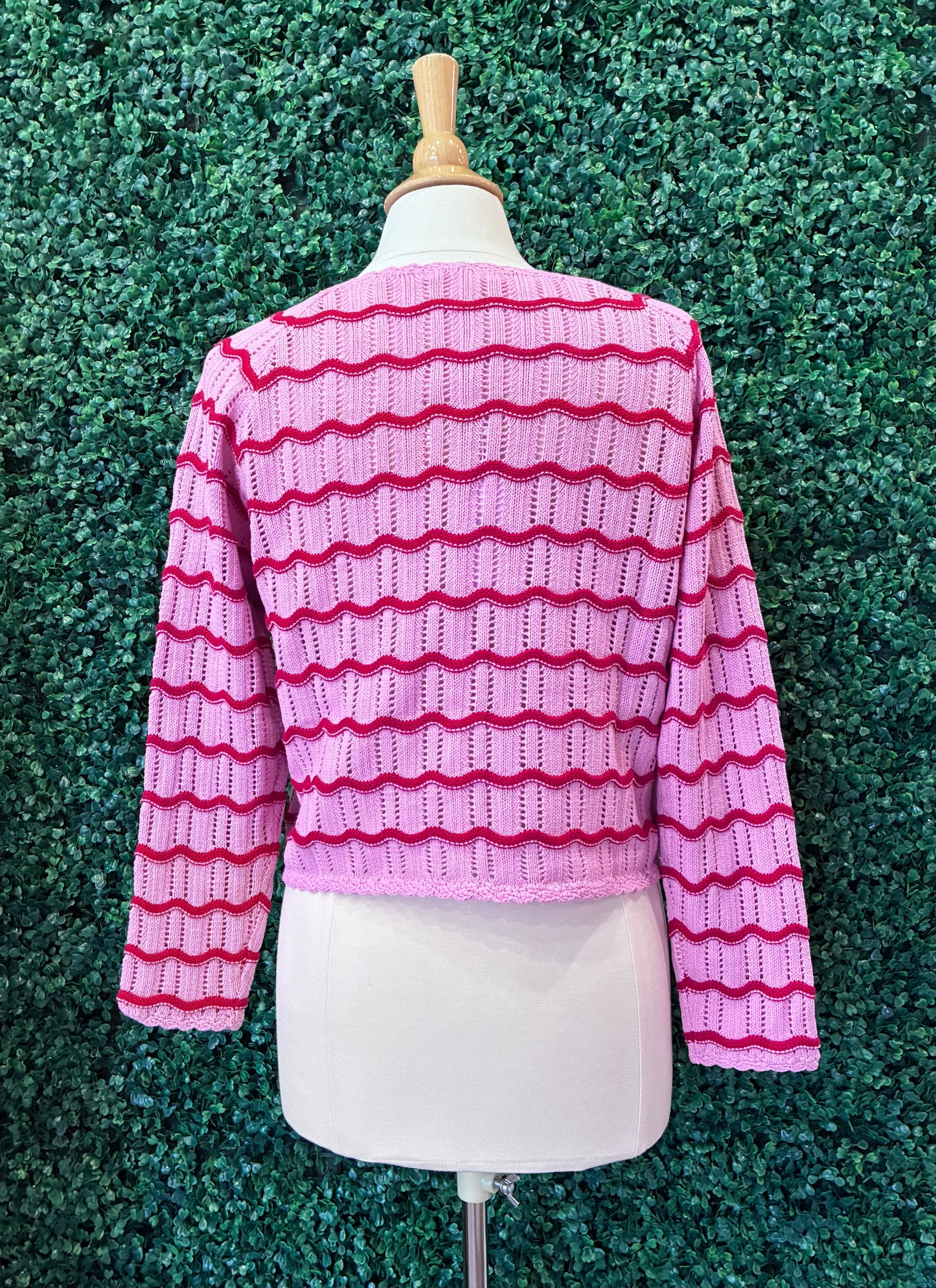 Striped Crochet Knit Cardigan (S to 3X)