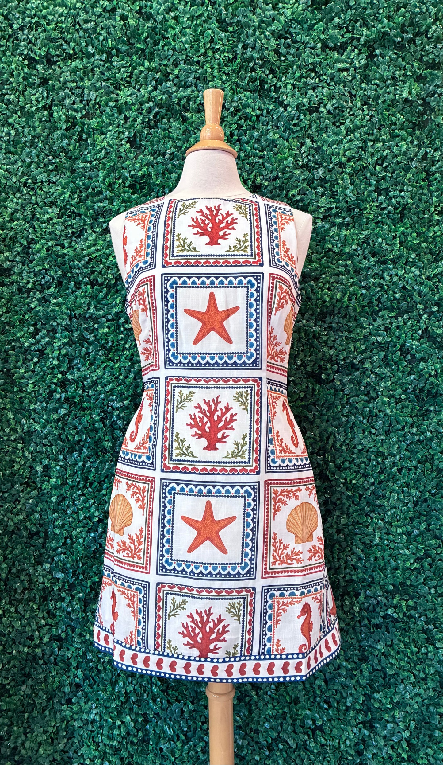 Printed Sleeveless Back Waist Tie Dress (S to 3X)