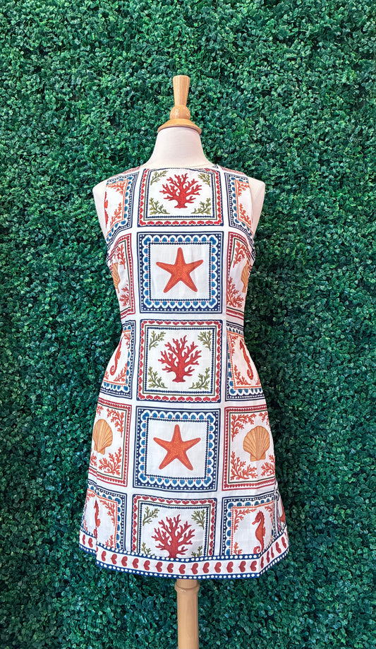 Printed Sleeveless Back Waist Tie Dress (S to 3X)