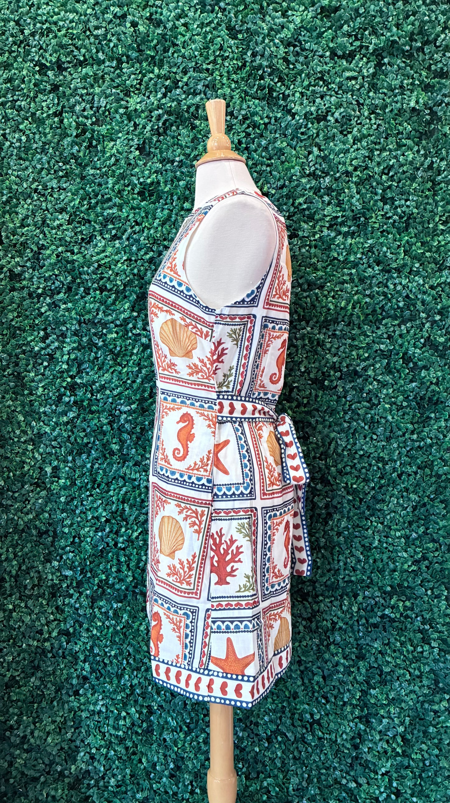 Printed Sleeveless Back Waist Tie Dress (S to 3X)