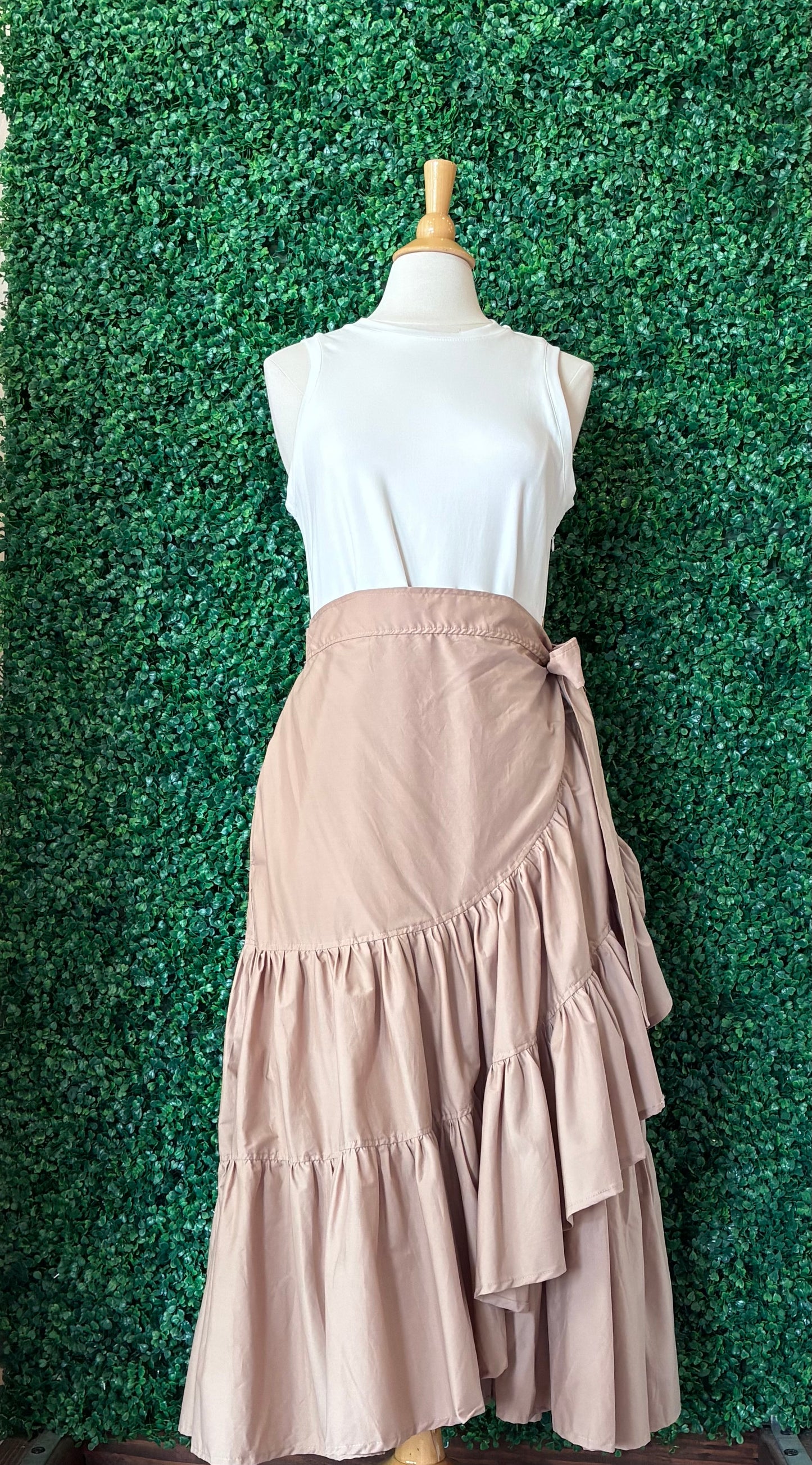 Asymmetrical Ruffle Wrap Midi Dress (S-3X)