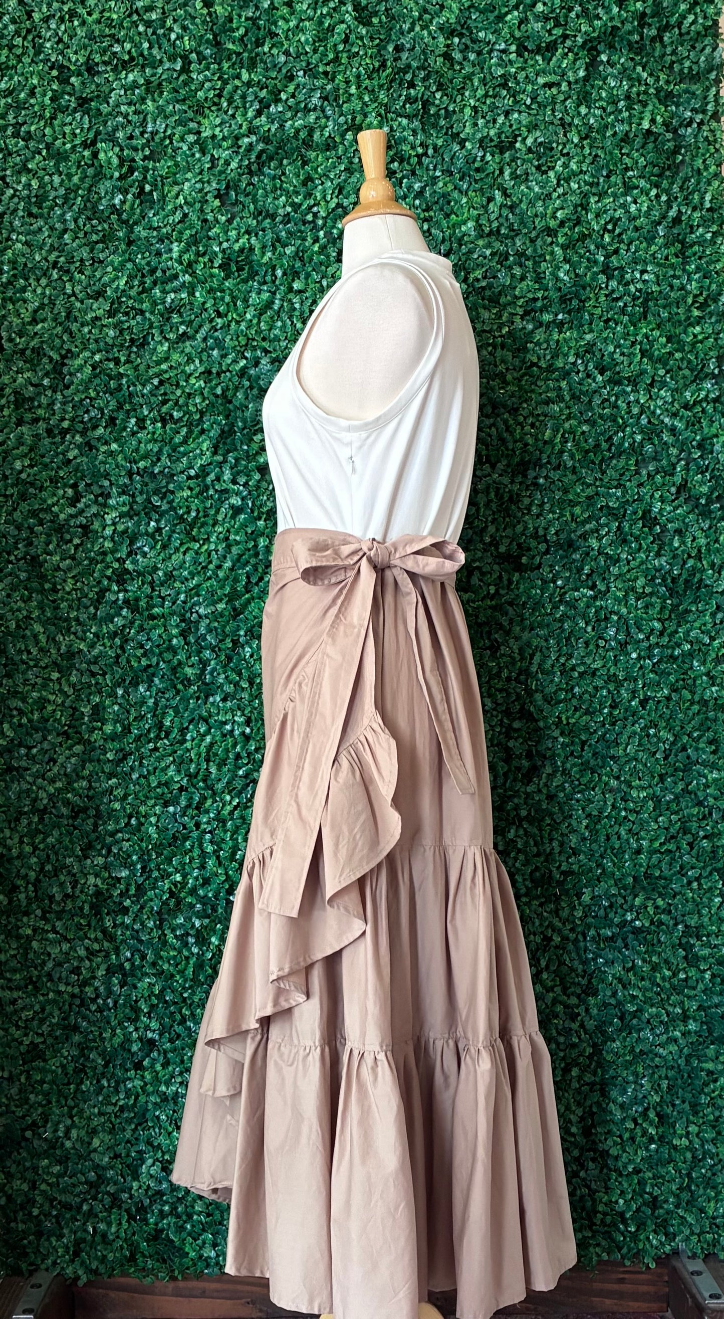 Asymmetrical Ruffle Wrap Midi Dress (S-3X)