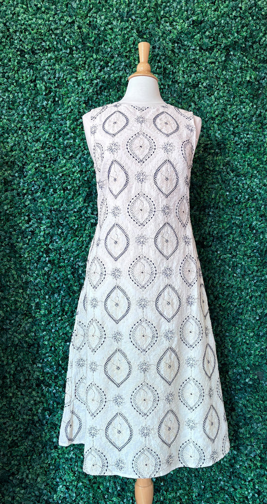 Black and Cream Embroidered Dress (S to 3X)