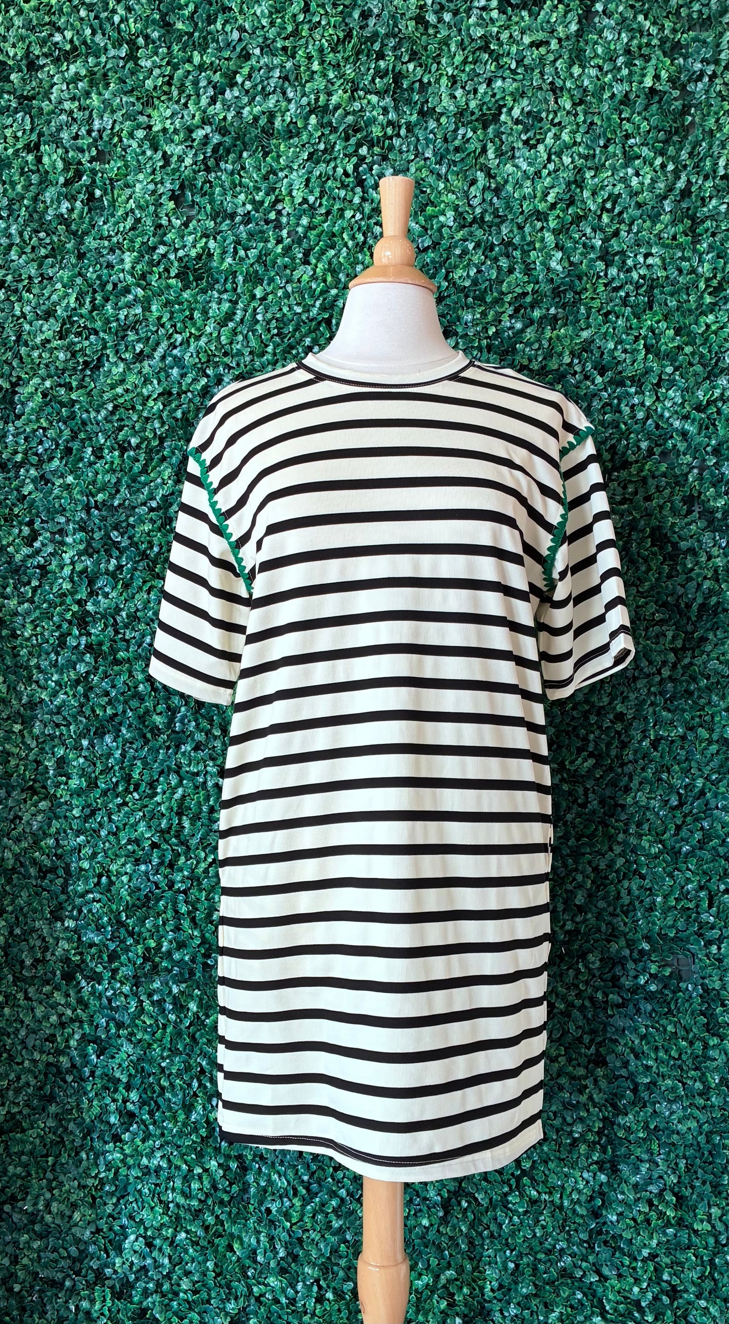 Black and White Striped Tshirt Dress (S to 3X)