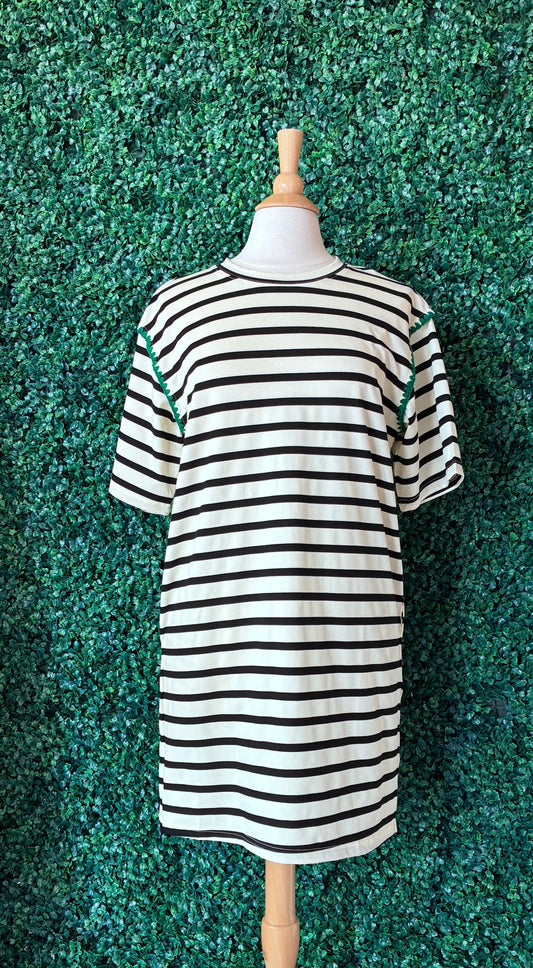 Black and White Striped Tshirt Dress (S to 3X)