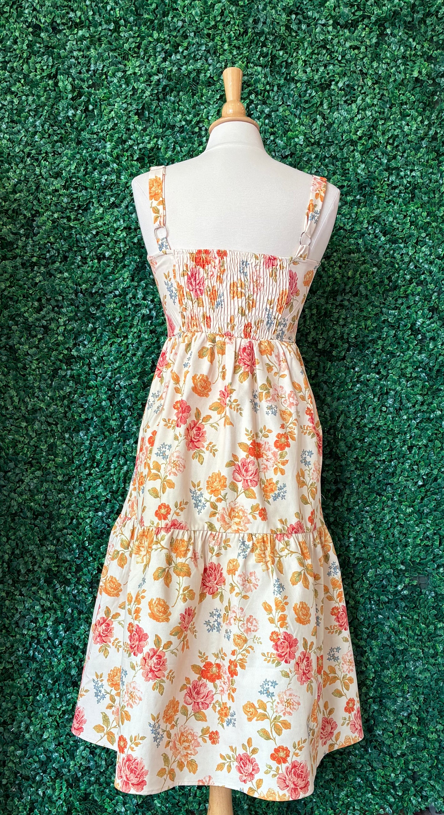 Floral Print Scalloped Dress (S to 3X)