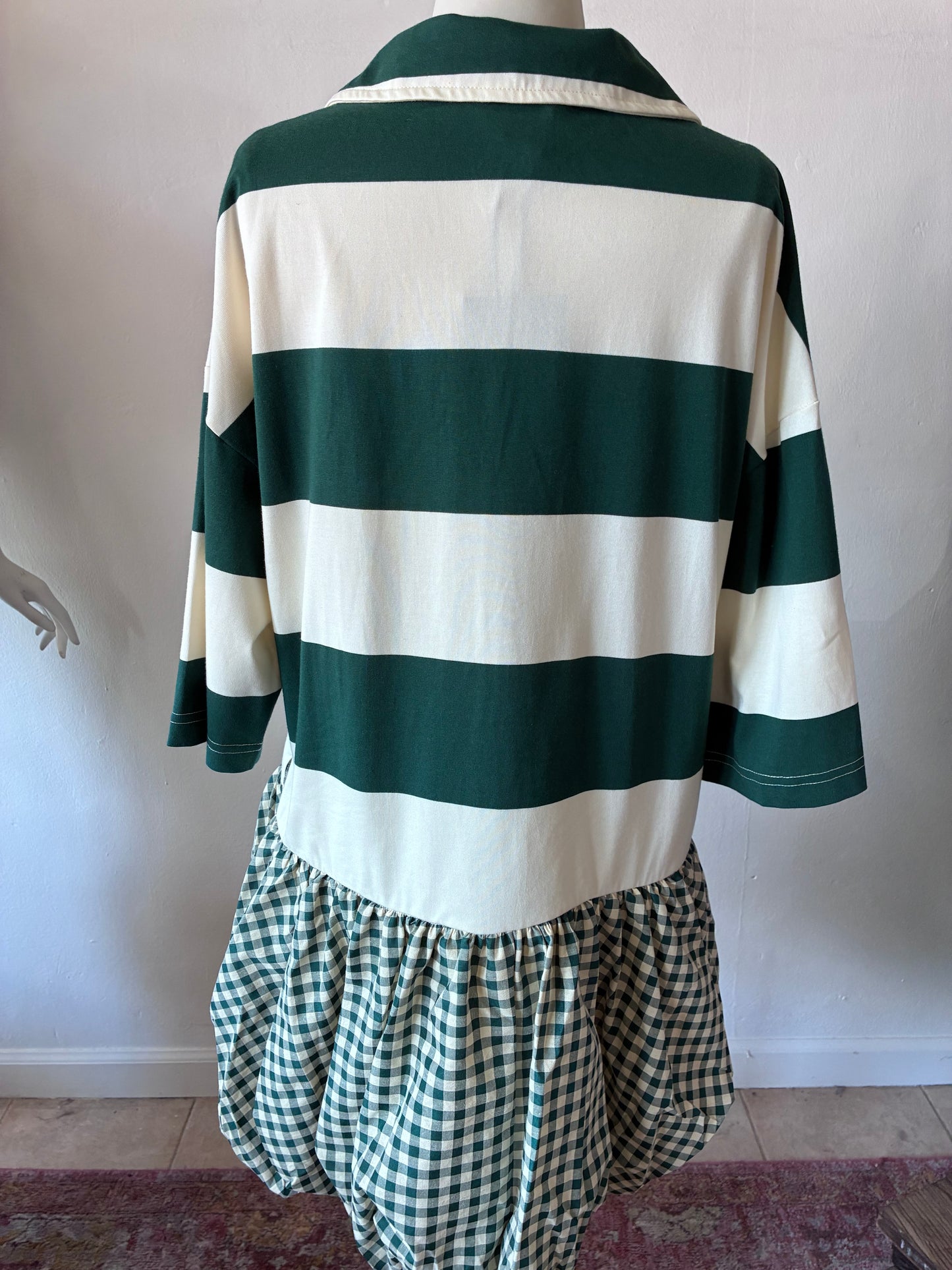 Hunter Green Mixed Media Mini Rugby Dress
