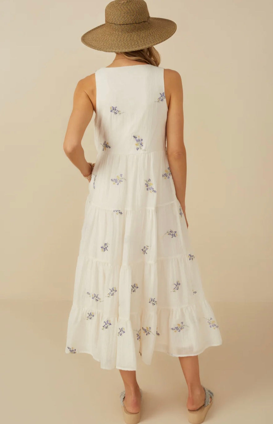 Embroidered Floral Maxi Dress