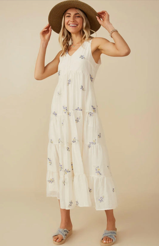 Embroidered Floral Maxi Dress