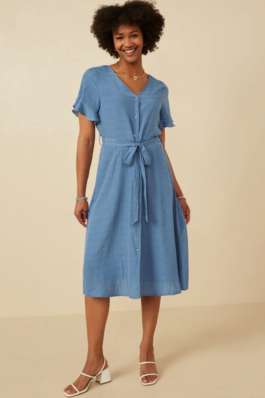 Dusty Denim Blue Midi Dress