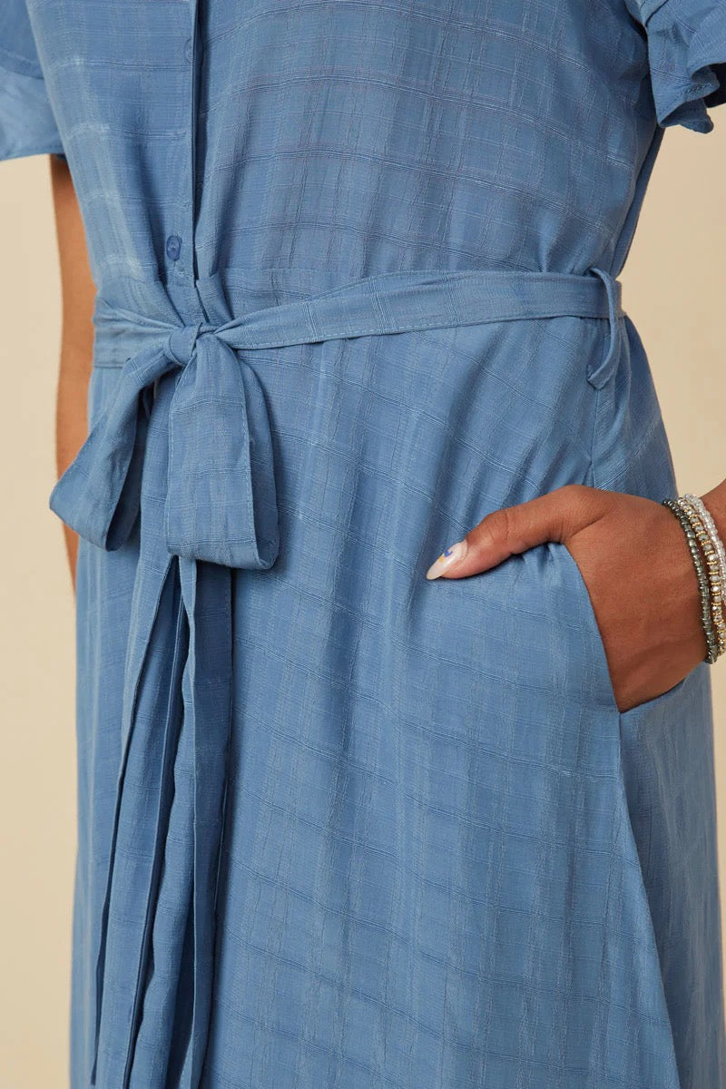 Dusty Denim Blue Midi Dress