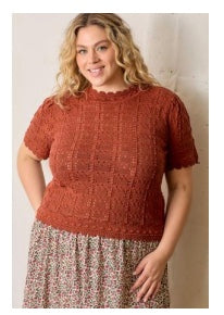 Crochet Short Sleeve Sweater Tee