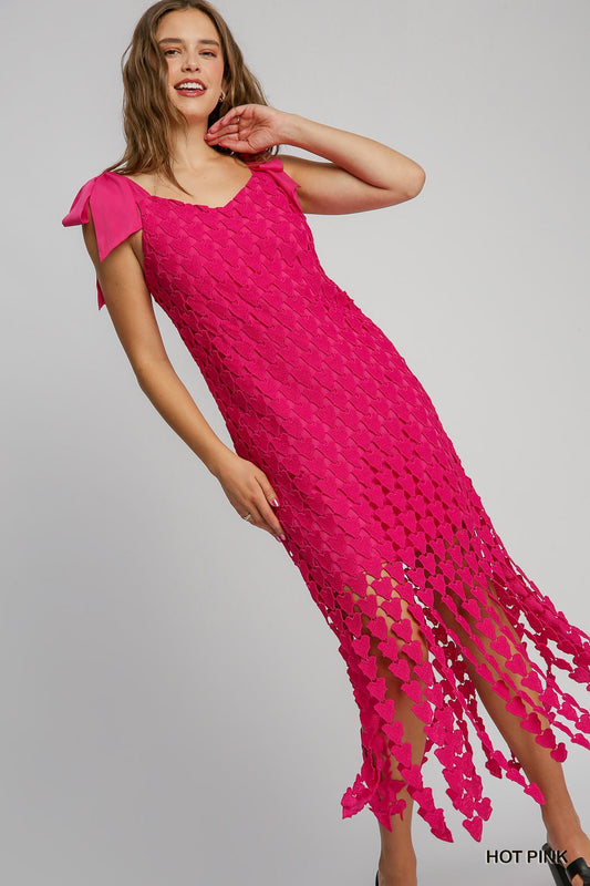 Magenta Heart Lace Dress