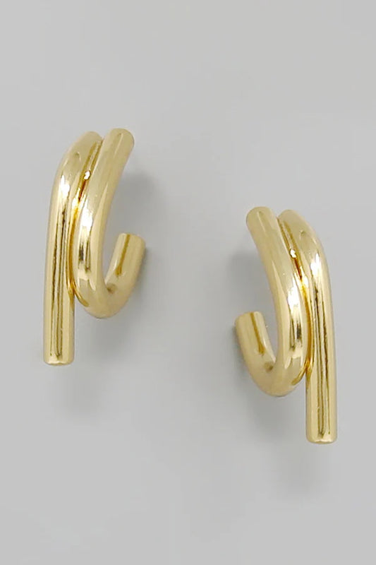 Dual-Row Architectural Metal Hoop Earrings