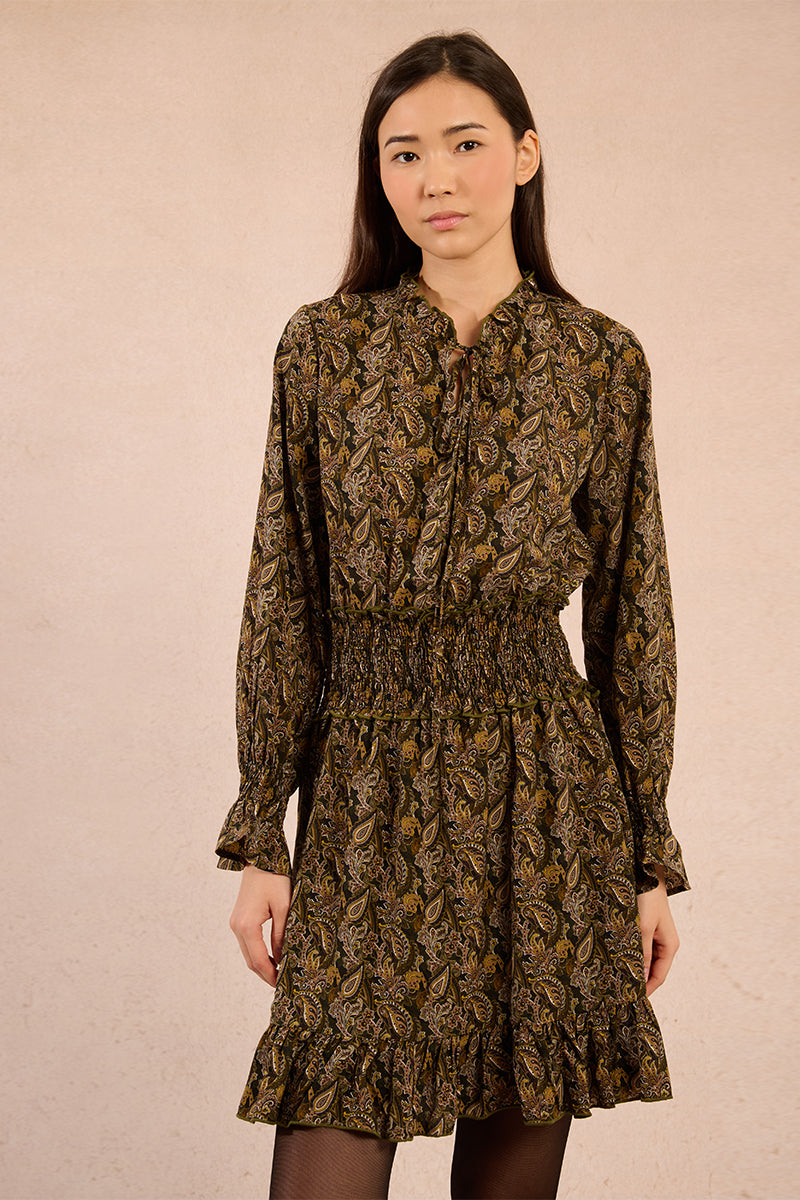 MB Paisley LS Ruffle Dress