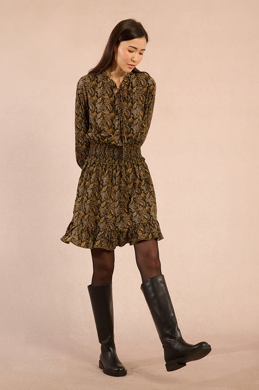 MB Paisley LS Ruffle Dress