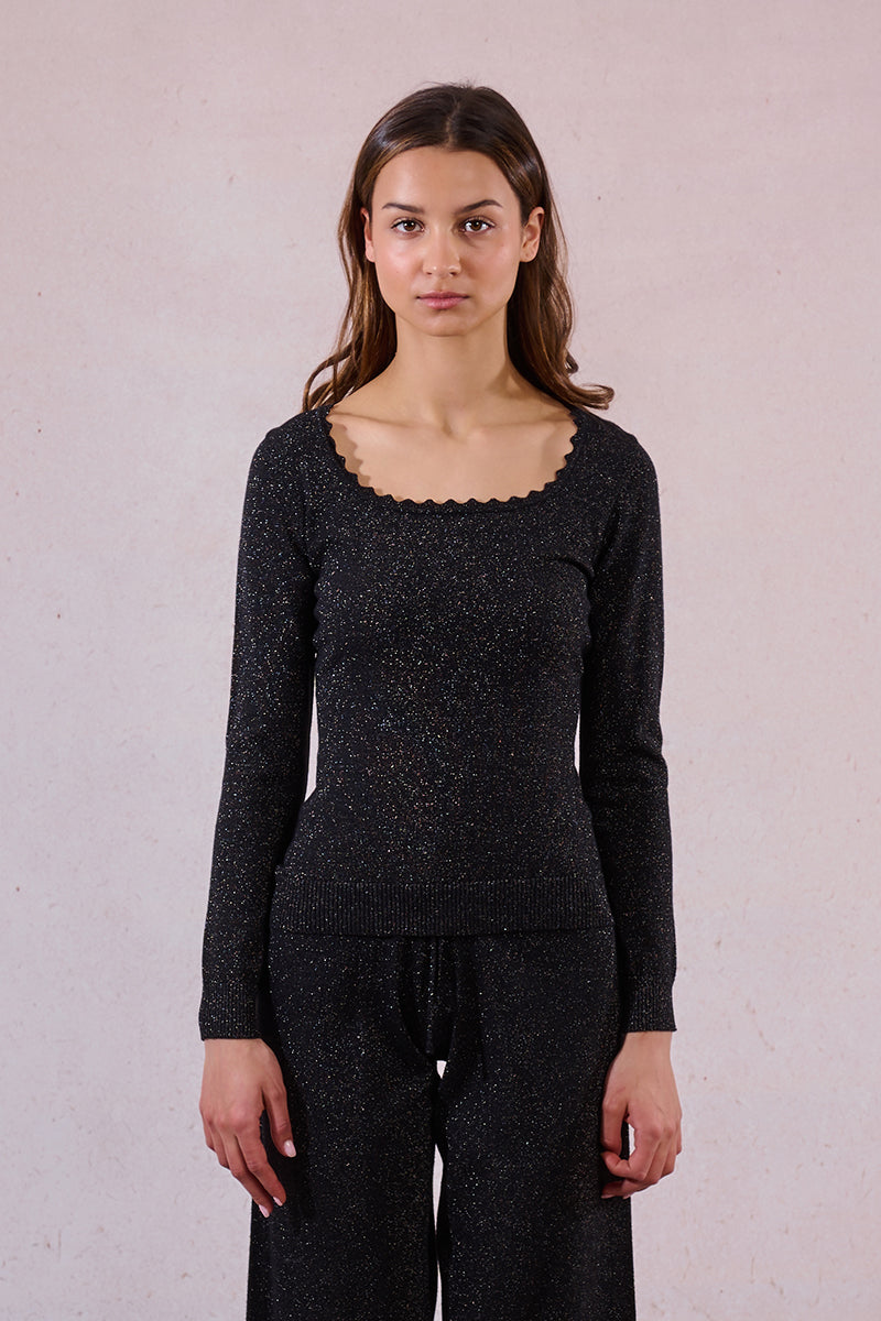 MB Scalloped Edge Sparkle Sweater