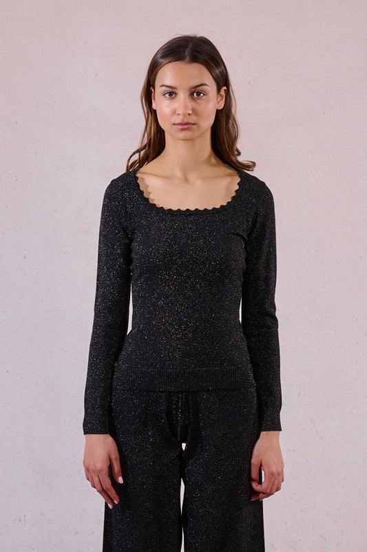 MB Scalloped Edge Sparkle Sweater
