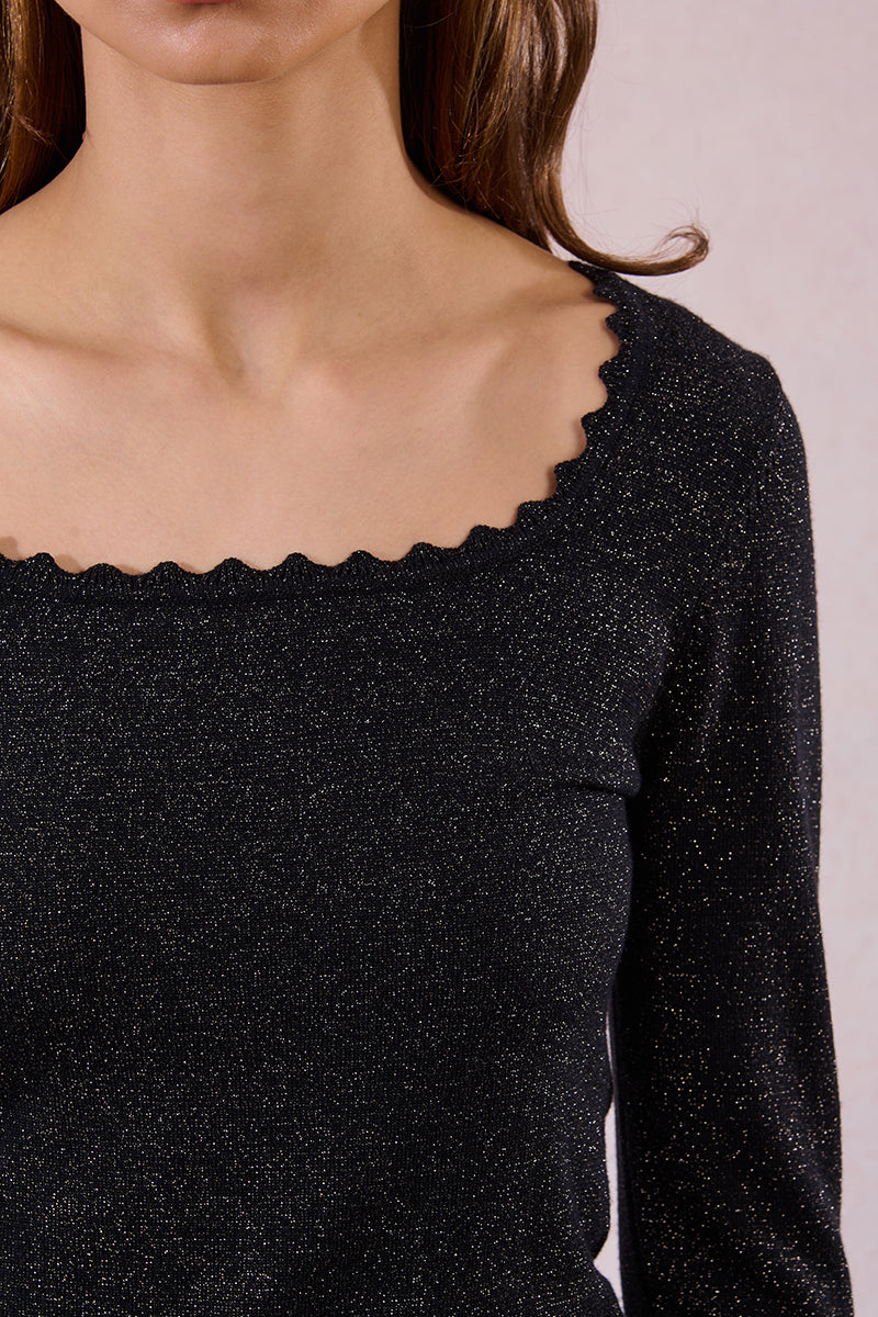 MB Scalloped Edge Sparkle Sweater
