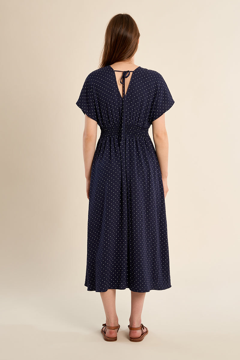 MB Navy on Navy Float Sleeve Woven Midi Dress