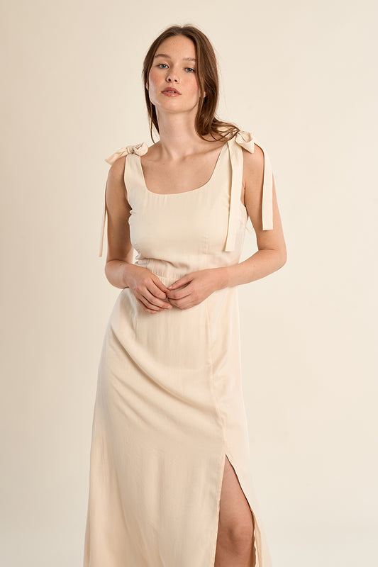 MB Shoulder Tie Tank Midi Dress