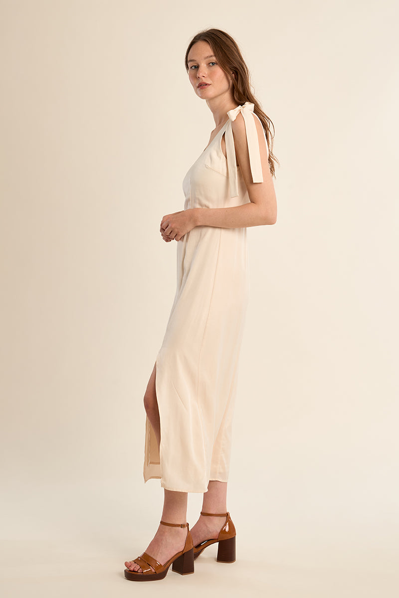 MB Shoulder Tie Tank Midi Dress