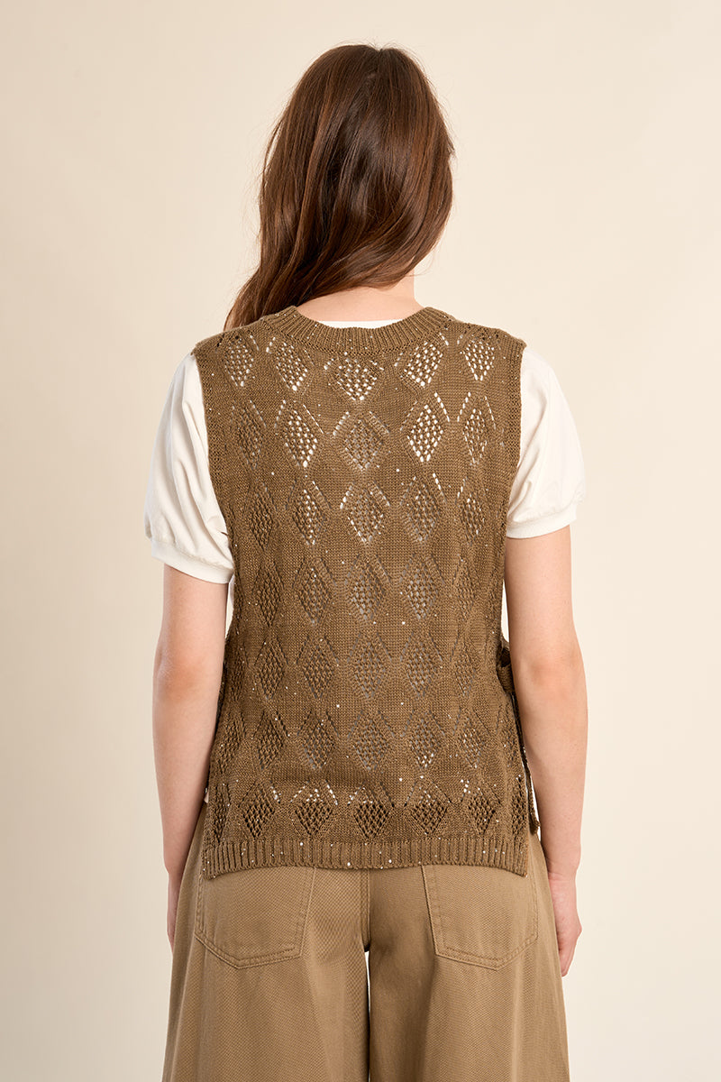 MB Camel Sleeveless Sweater