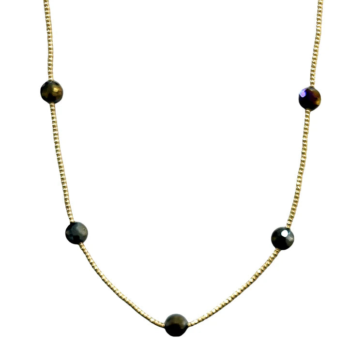 Glass Bead Station Short Necklace