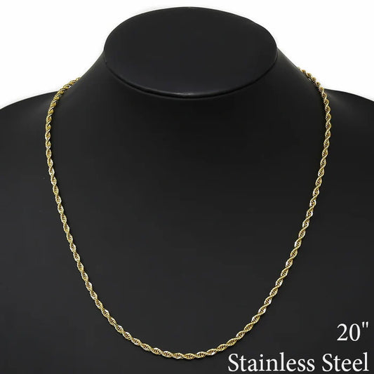 3 MM Rope Chain Stainless Steel Necklace