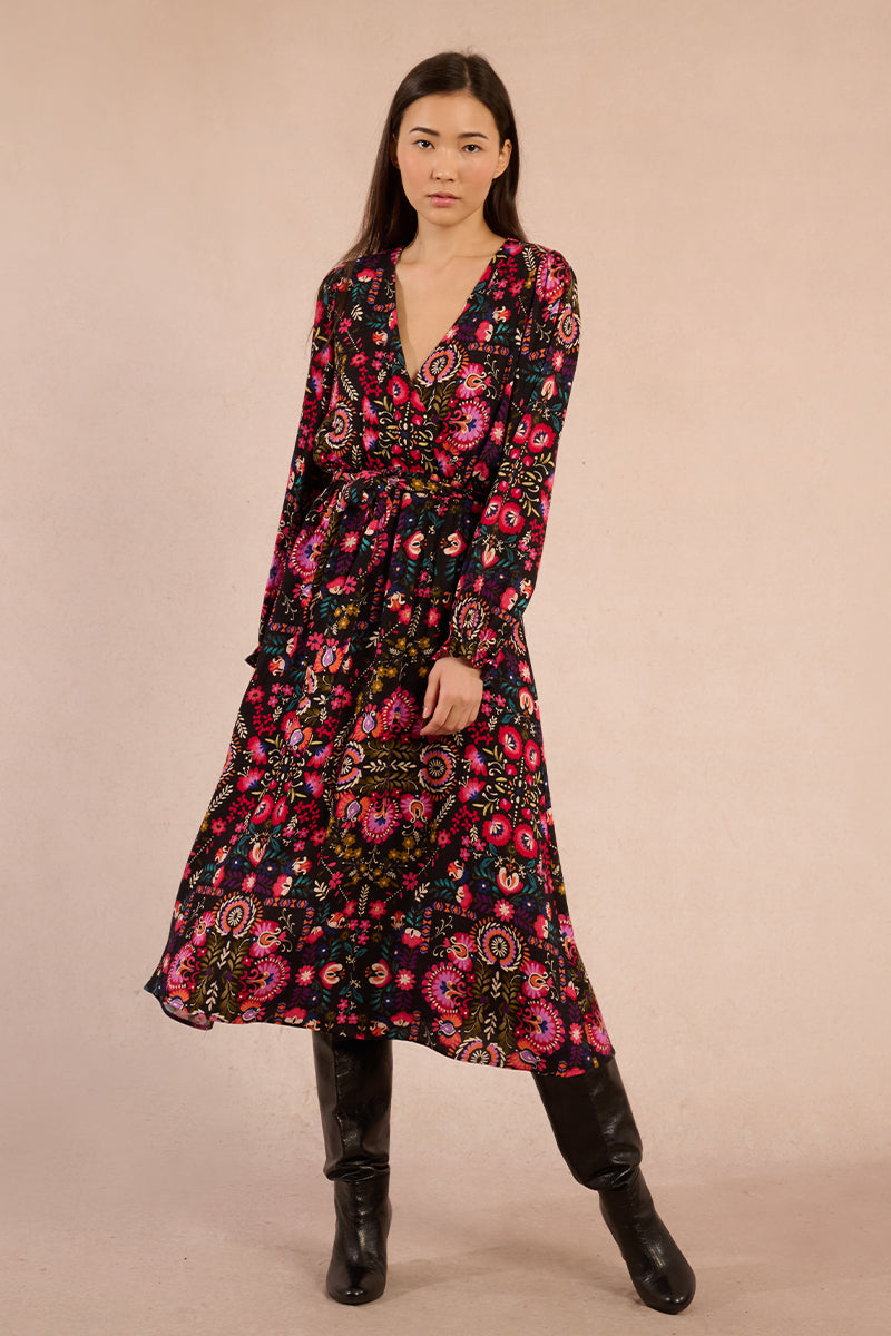 MB Multicolor Printed Midi Dress
