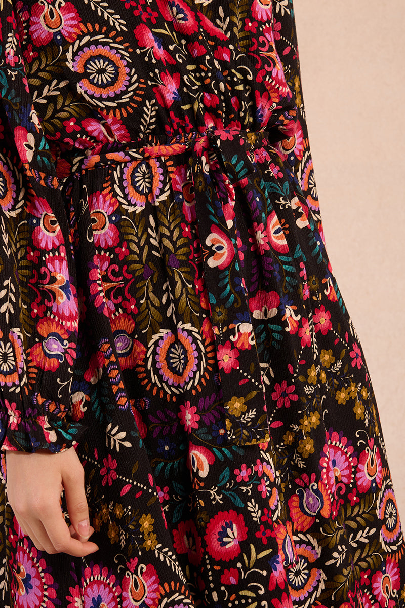 MB Multicolor Printed Midi Dress