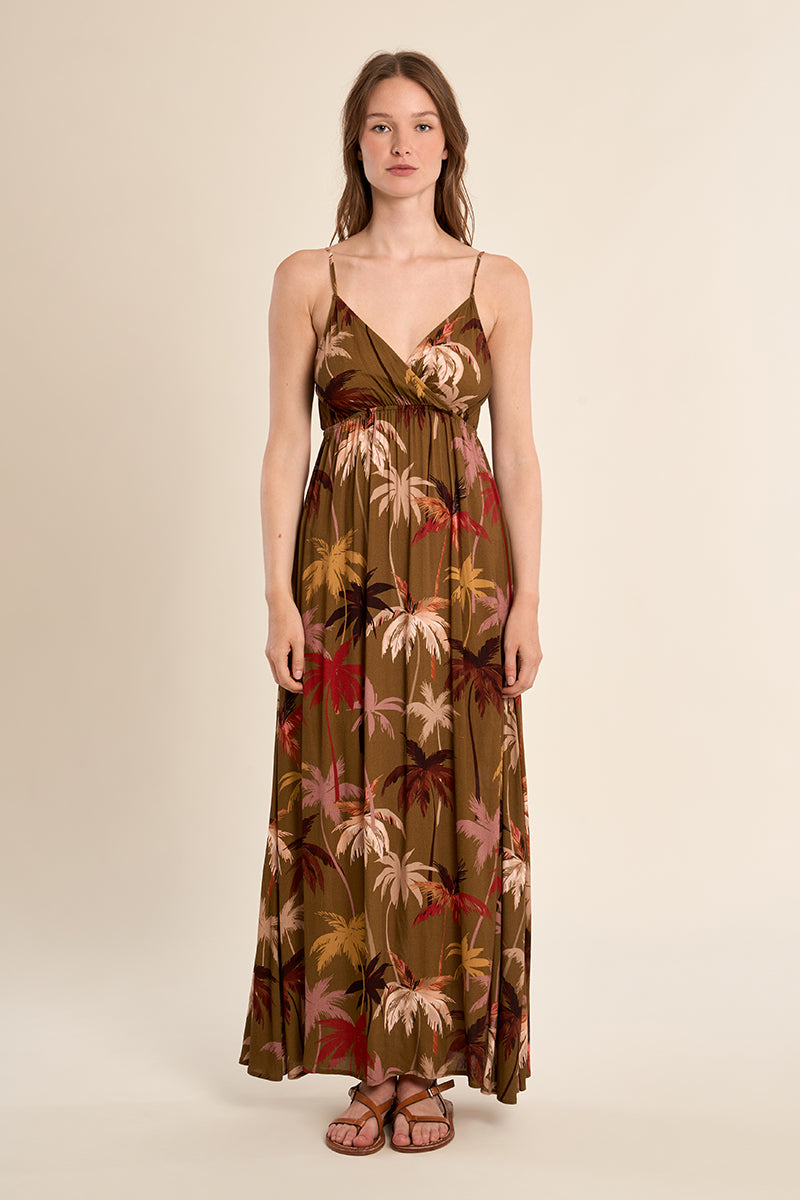 MB Khaki Moana Pattern Long Dress