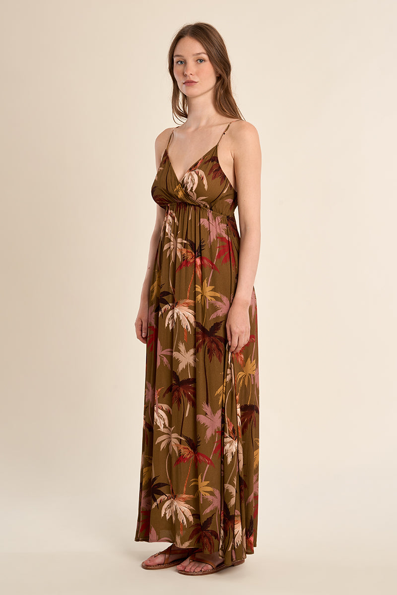 MB Khaki Moana Pattern Long Dress