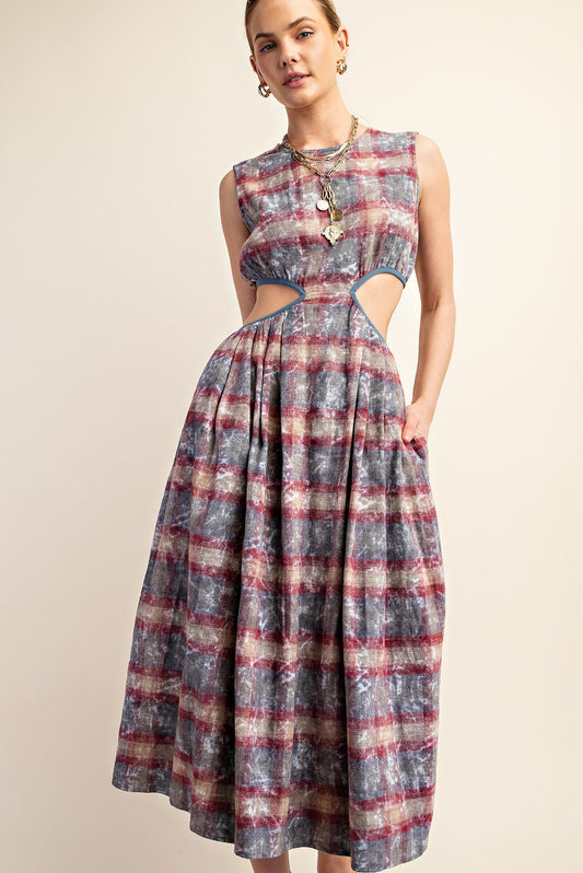 Watercolor Checker Peekaboo Dress