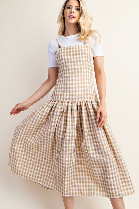 Plaid Drop Waist Cotton Dress