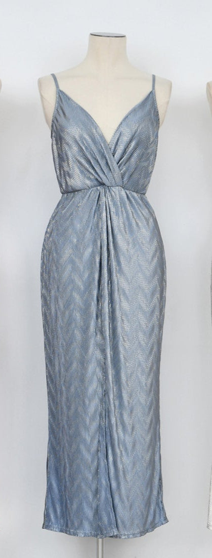 MB Metallic Denim Midi Dress