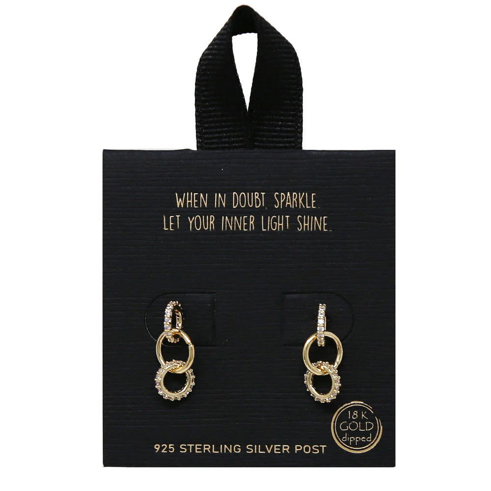 CZ Pave Triple Hoop Drop Earrings