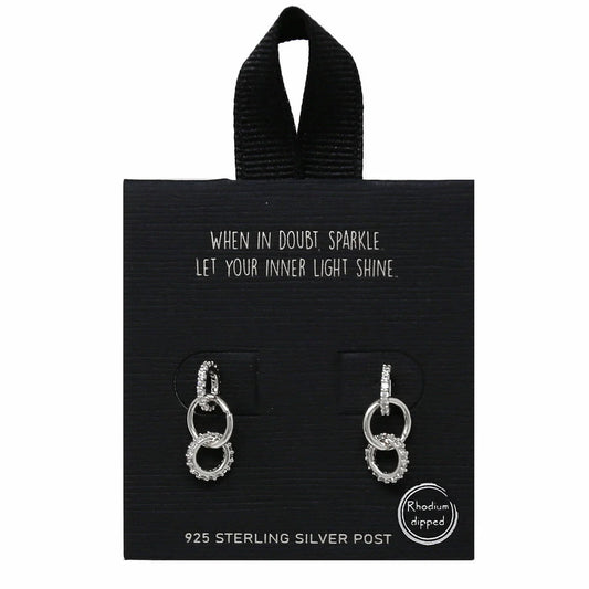 CZ Pave Triple Hoop Drop Earrings