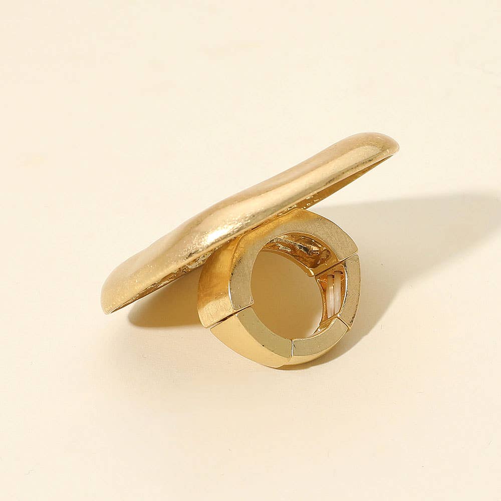 Oversized Brushed Metal Square Stretch Ring