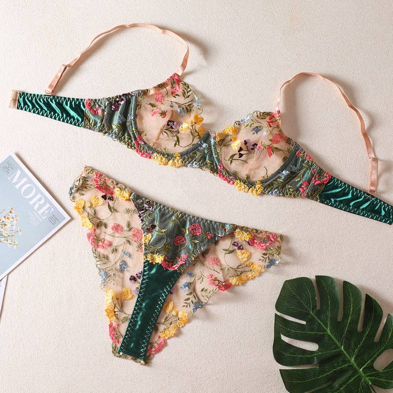 Floral Embroidered Bra