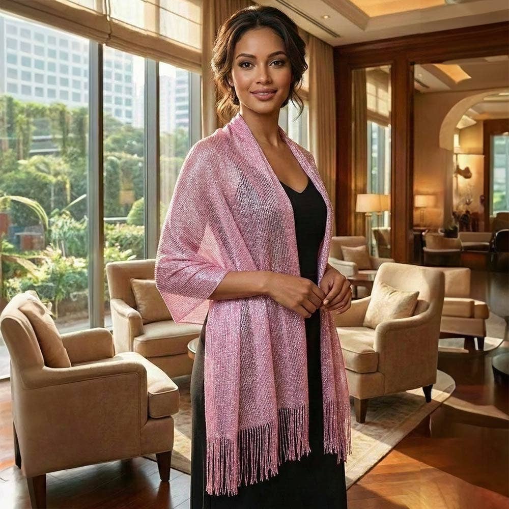 Shimmering Fringe Evening Shawl Scarf