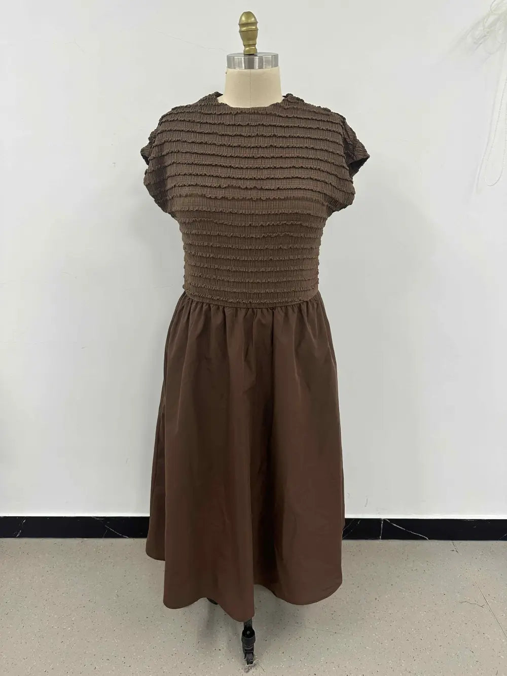 Shirred Top Midi Dress