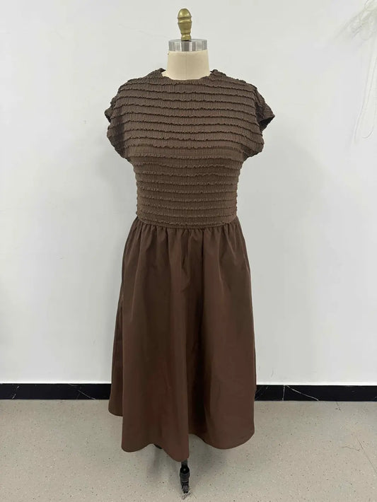 Shirred Top Midi Dress