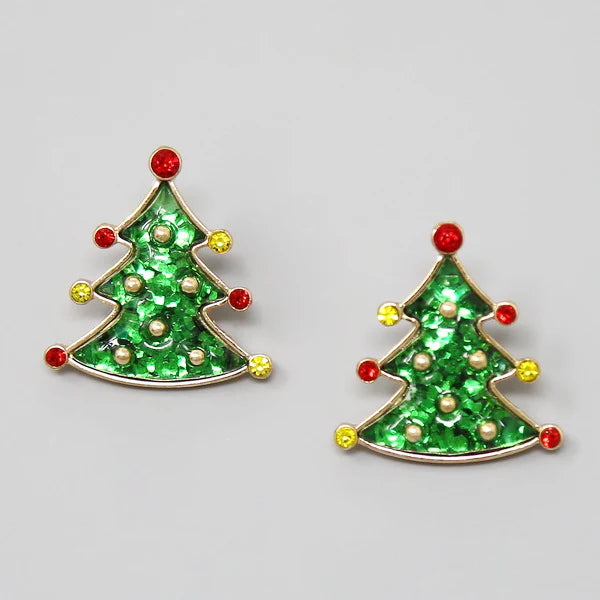 Christmas Tree Epoxy Stud Earrings