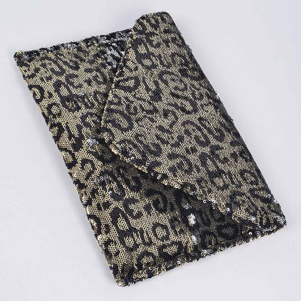 Sequin Leopard Clutch