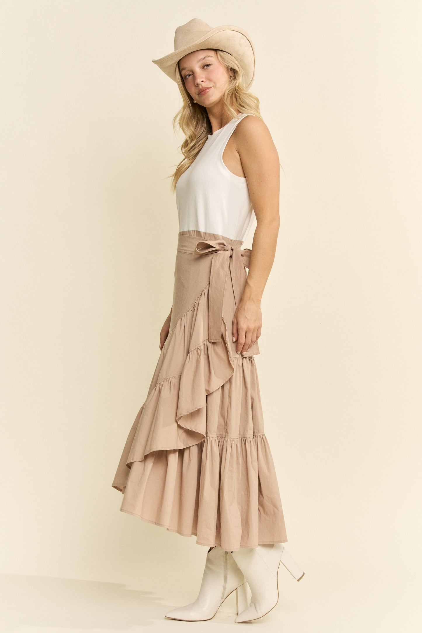Asymmetrical Ruffle Wrap Midi Dress (S-3X)