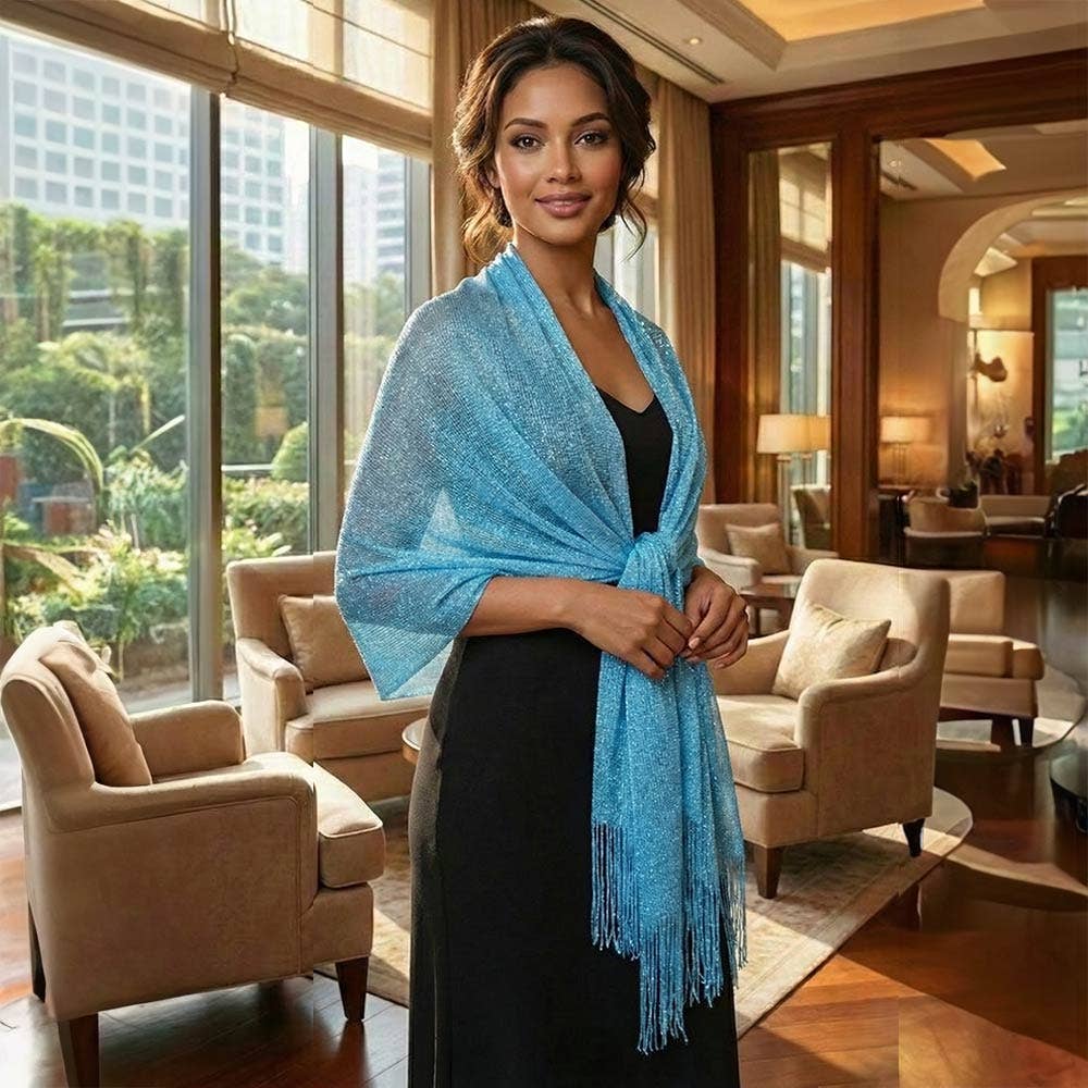 Shimmering Fringe Evening Shawl Scarf