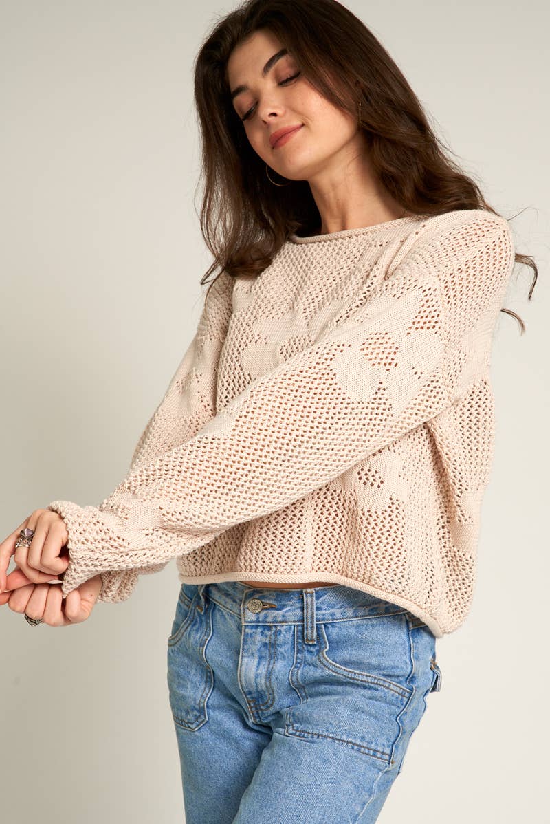 Flower Pattern Crochet Sweater